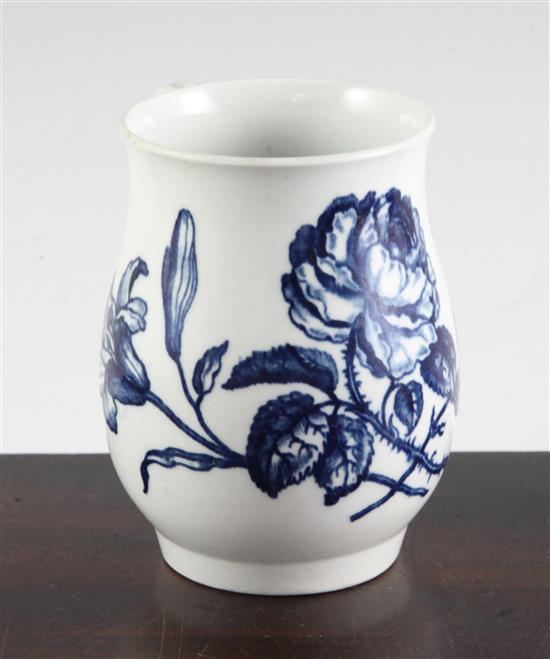 A Worcester Thorny Rose pattern baluster shaped mug, c.1775, height 12cm